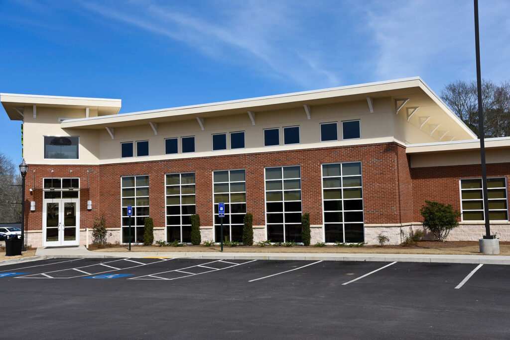 New Commercial Building with Office Space and clean parking lot